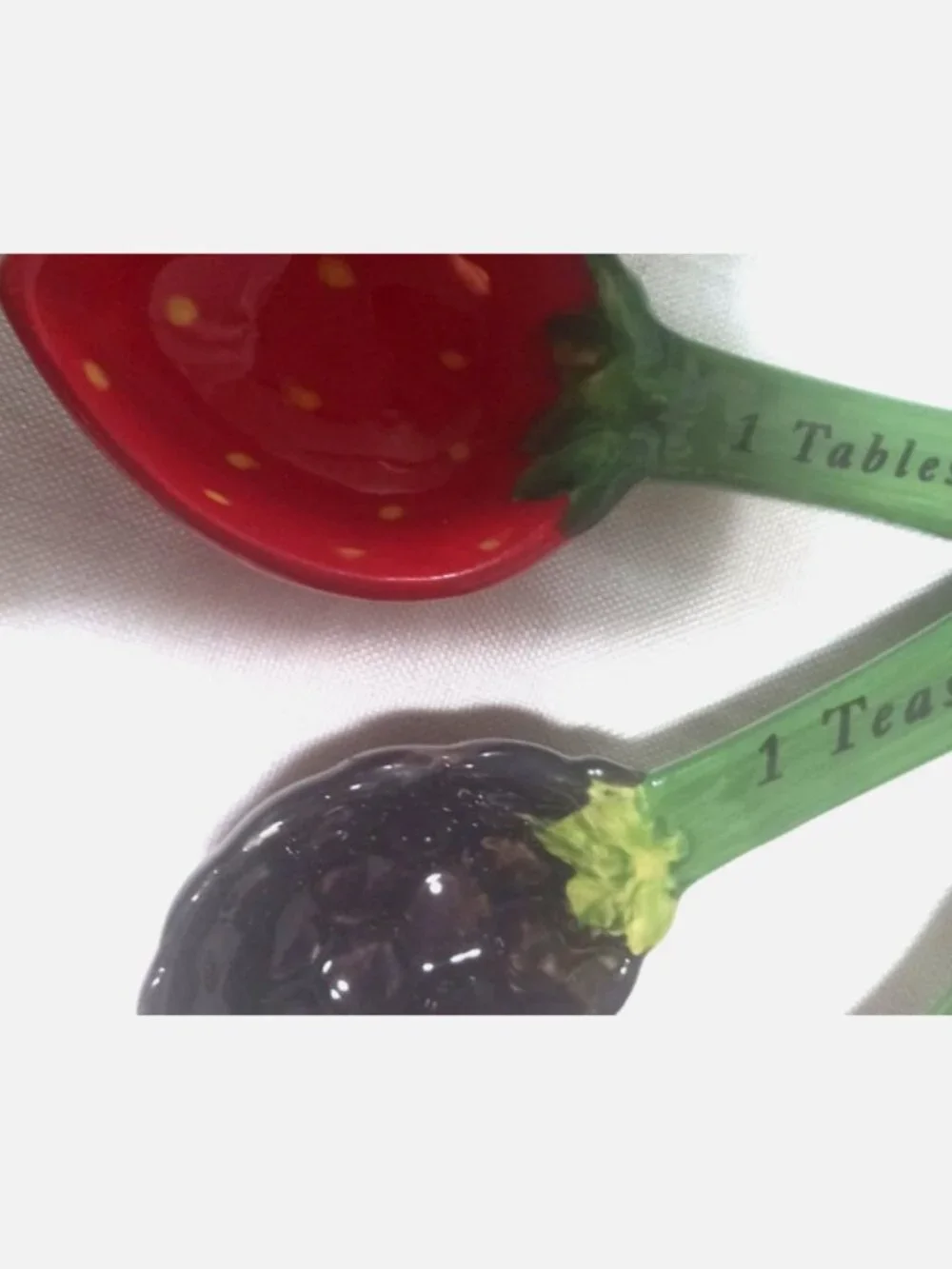 Pier 1 Imports Hand Painted Ceramic Mixed Berry Measuring Spoon Set NWT
